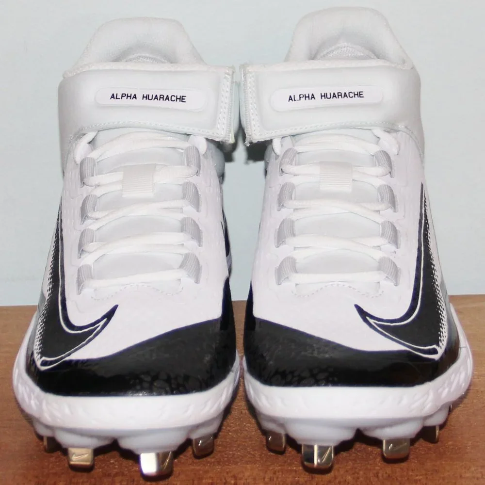 Nike Alpha Huarache Elite 4 Mid Metal Baseball Cleats Mens 8 White Black